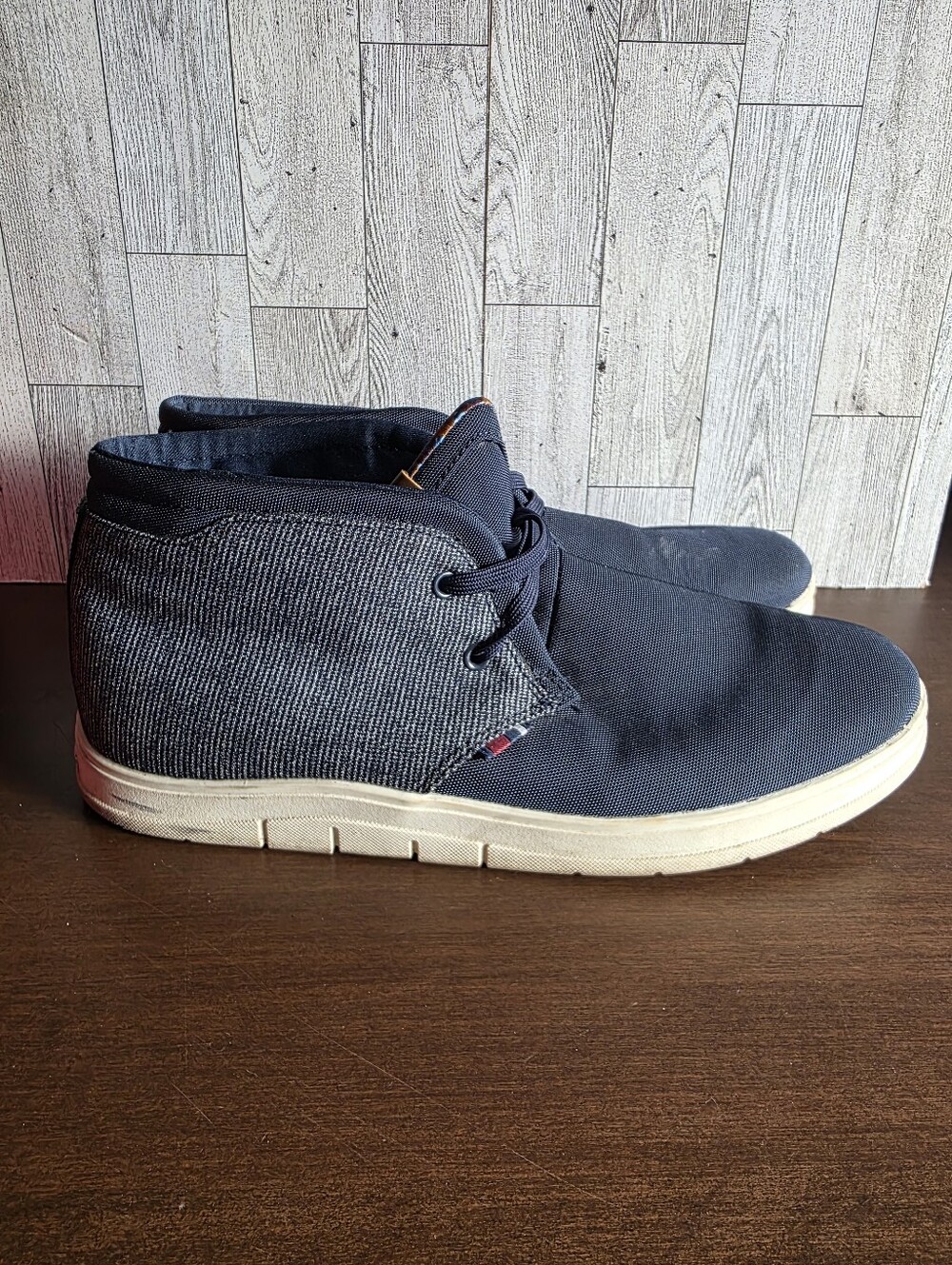Ben Sherman Navy Canvas Chukka Boots with Cream Sole